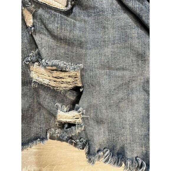 Distressed Denim Jean Shorts With Frayed Hems & Ripped Details Womens Casual Sty - Picture 6 of 7